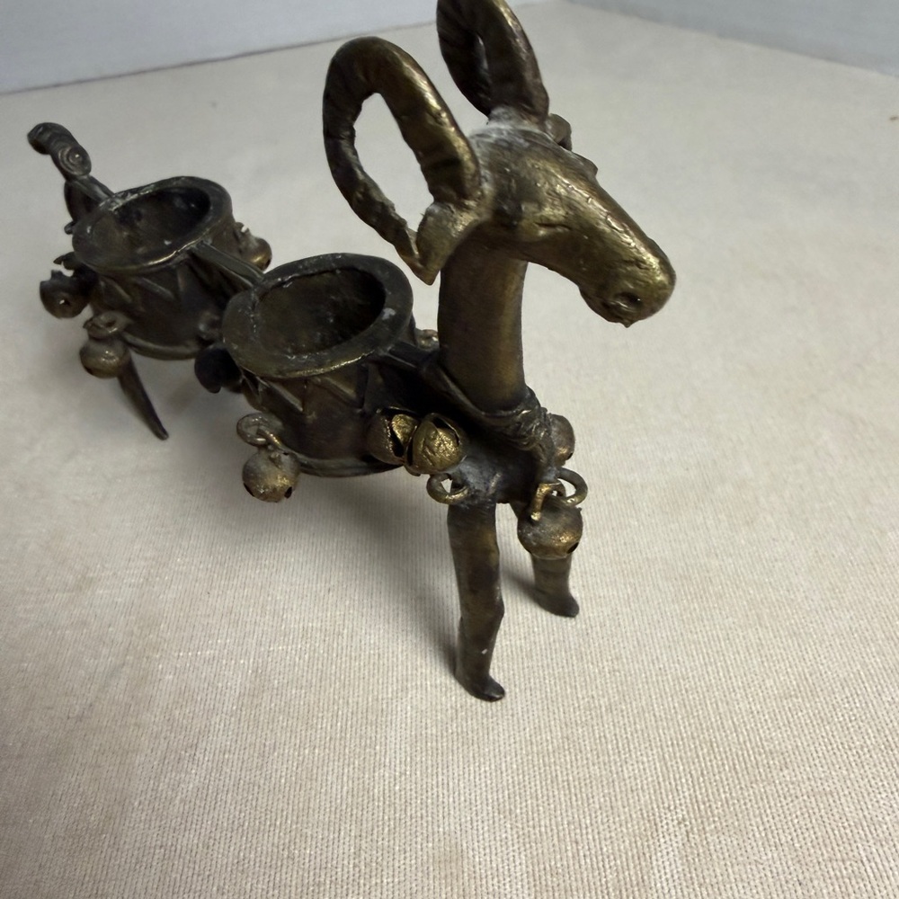Vintage Animal Goat  Twin Incense Or Candle Holder Unique Home Accents 6”
